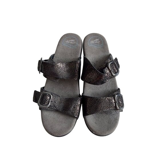 DANSKO Black Silver Metallic Leather Sandals Size 37 / 6.5 - Picture 8 of 8